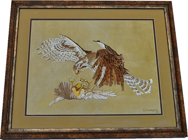 Painting_Prairie Falcon_Western Meadowlark